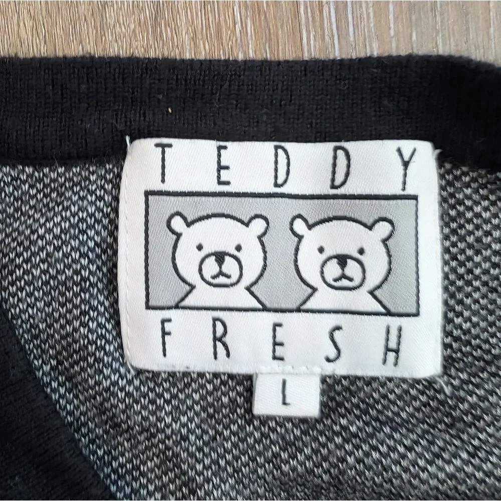Teddy Fresh Sweater Mens Large Revenge Of The Ted Bear Lightweight Soft Black